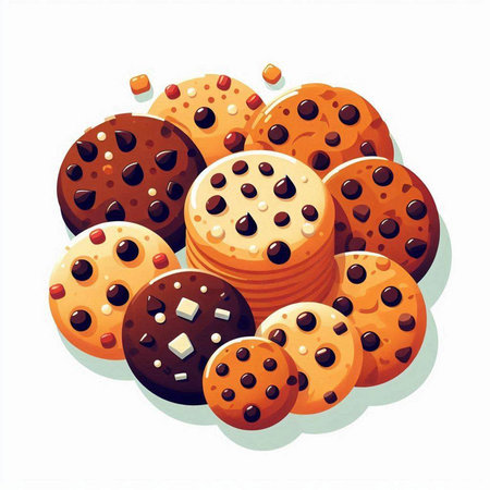 Chocolate chip cookies on a white background. Vector illustration. Eps 10のイラスト素材