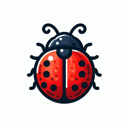 Ladybug icon isolated on white background. Vector illustration in cartoon style.のイラスト素材