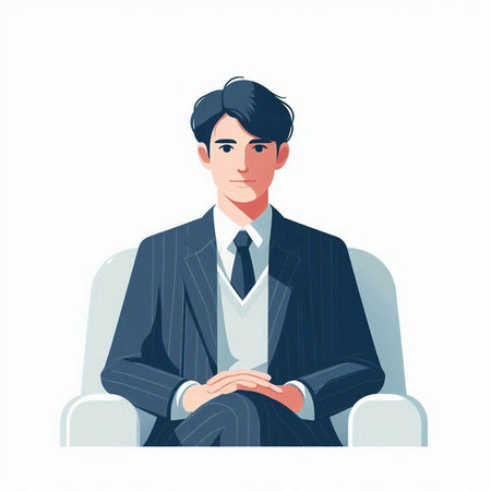 Businessman sitting in armchair and meditating. Vector illustration.のイラスト素材