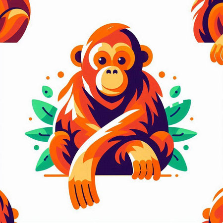 Seamless pattern with monkey. Vector illustration in cartoon style.のイラスト素材