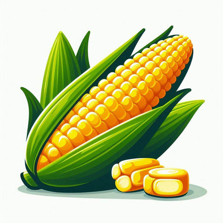 Corn on the cob. Vector illustration isolated on a white background.のイラスト素材