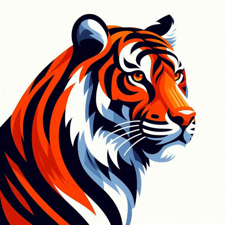 Tiger head vector illustration. Isolated on a white background.のイラスト素材