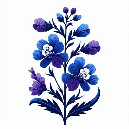 Beautiful blue floral ornament on a white background. Vector illustration.のイラスト素材