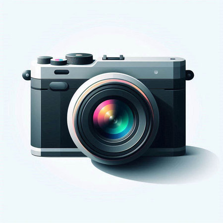 Digital camera on a white background. Vector illustration. Eps 10.のイラスト素材