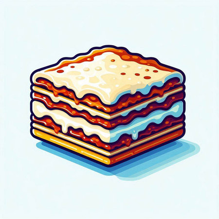 Illustration of a stack of lasagna on a white background.のイラスト素材