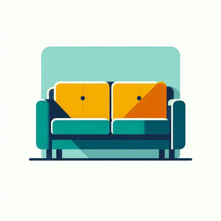 Sofa in flat style. Comfortable sofa. Vector illustrationのイラスト素材