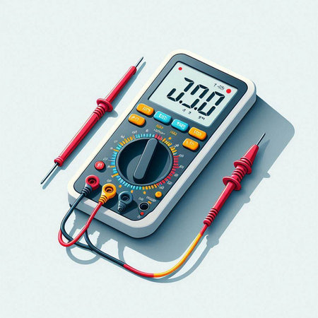 Digital multimeter isolated on white background. 3d render illustration.のイラスト素材