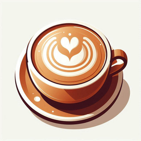 Coffee cup with heart on the top, vector illustration.のイラスト素材