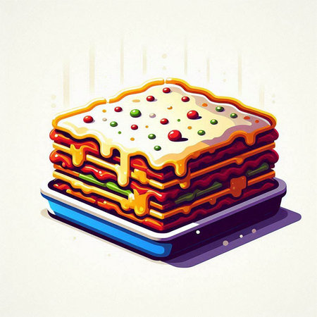 Illustration of a layered layered lasagna on a white background.のイラスト素材