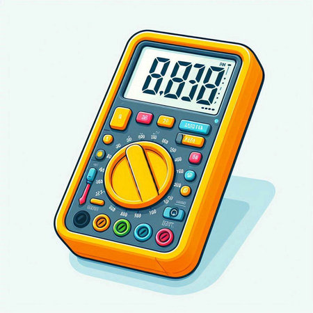 Digital multimeter on a white background. Vector illustration in cartoon style.のイラスト素材