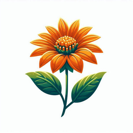 Mexican sunflower, isolated on white background. Vector illustration.のイラスト素材
