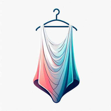 Illustration of a towel hanging on a hanger on a white backgroundのイラスト素材