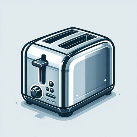 Illustration of a toaster on a blue background. Vector illustration.のイラスト素材