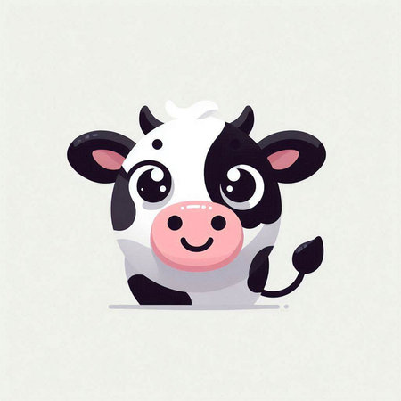 Cute cartoon cow. Vector illustration of a cow with a funny expression.のイラスト素材