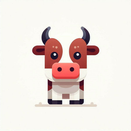 Cute cartoon cow isolated on white background. Vector stock illustration.のイラスト素材