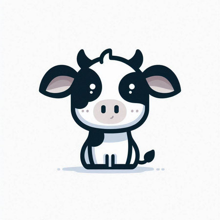 Cute cartoon cow on white background. Vector illustration. Farm animal.のイラスト素材