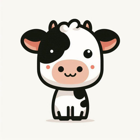 Cute cow on white background. Vector illustration in cartoon style.のイラスト素材