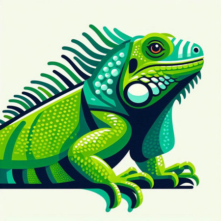 Green iguana on a white background. Vector illustration for your designのイラスト素材