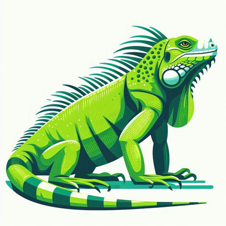 Green iguana on a white background, vector illustration, eps 10のイラスト素材