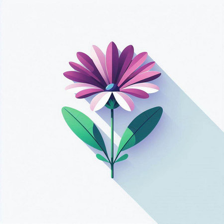 Flower icon with long shadow, flat design. Vector illustration.のイラスト素材