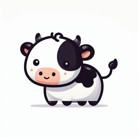 Cute cartoon cow isolated on a white background. Vector illustration.のイラスト素材