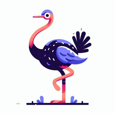 Hand drawn vector illustration of an ostrich. Isolated on white background.のイラスト素材