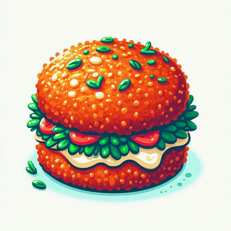 Illustration of a hamburger on white background with watercolor effectのイラスト素材