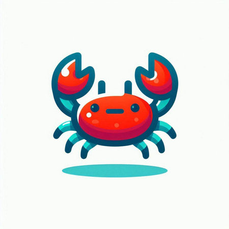 Cute cartoon red crab isolated on white background. Vector illustration.のイラスト素材