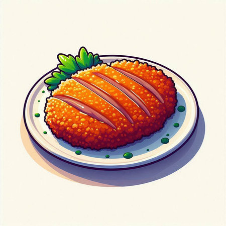 Illustration of a plate with salmon caviar on a white backgroundのイラスト素材