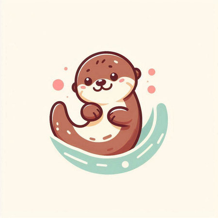 Cute cartoon otter. Vector illustration. Cute animal.のイラスト素材