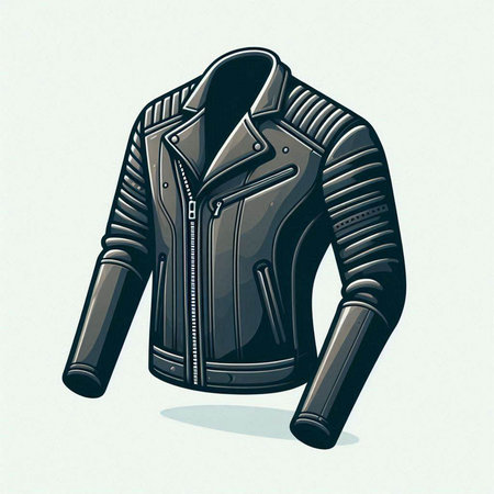 Men's leather jacket on a white background. Vector illustration of a man's jacket.のイラスト素材