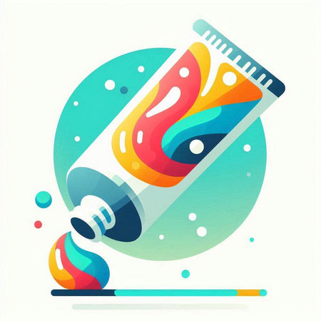 Cosmetic tube with colorful liquid. Vector illustration in flat style.のイラスト素材