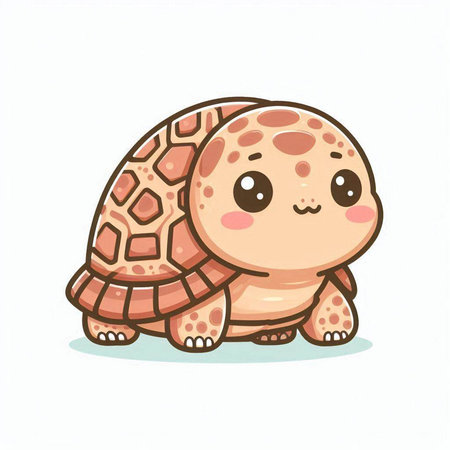 Cute little turtle. Vector illustration isolated on a white background.のイラスト素材