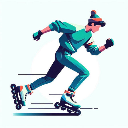 Roller skater. Vector illustration of a man skating in motion.のイラスト素材