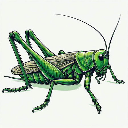 Grasshopper. Vector illustration of a green grasshopper.のイラスト素材