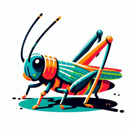 Colorful grasshopper on a white background. Vector illustration.のイラスト素材