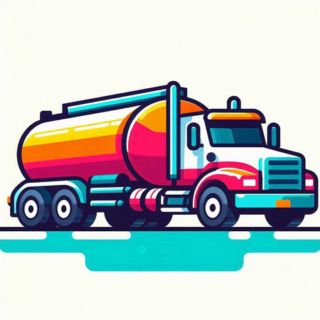 Tanker truck, vector illustration on white background. Tanker truck.のイラスト素材