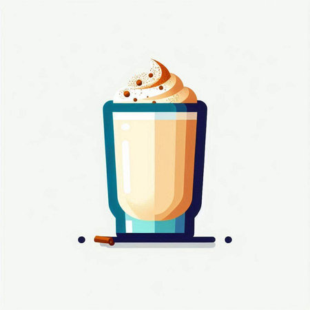 Milkshake with whipped cream. Vector illustration in flat style.のイラスト素材
