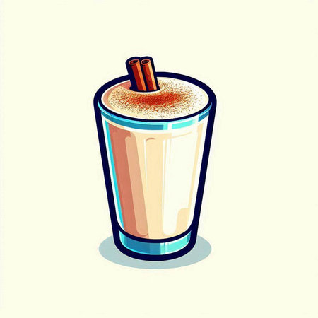 Coffee latte in a glass with cinnamon. Vector illustration.のイラスト素材