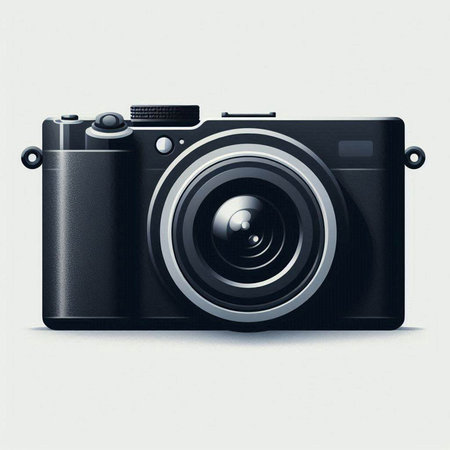 Digital camera isolated on a white background. 3d render illustration.のイラスト素材