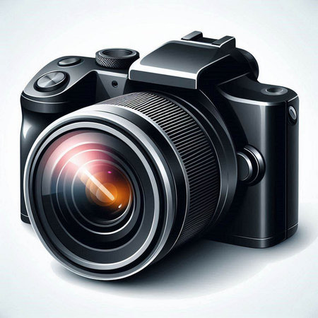 Digital SLR camera on a white background. Realistic vector illustration.のイラスト素材