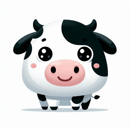 Cute cartoon cow. Vector illustration isolated on a white background.のイラスト素材