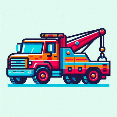 Vector illustration of crane truck. Isolated on a white background.のイラスト素材