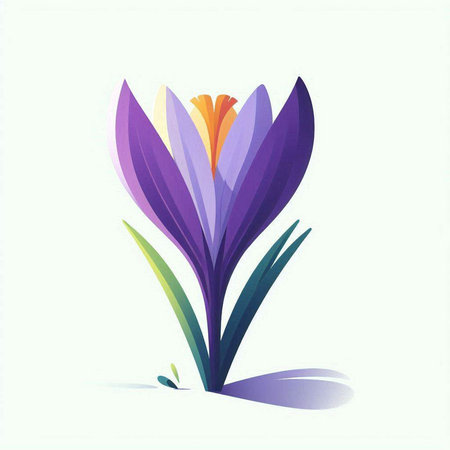 Beautiful purple crocus flower on white background. Vector illustration.のイラスト素材