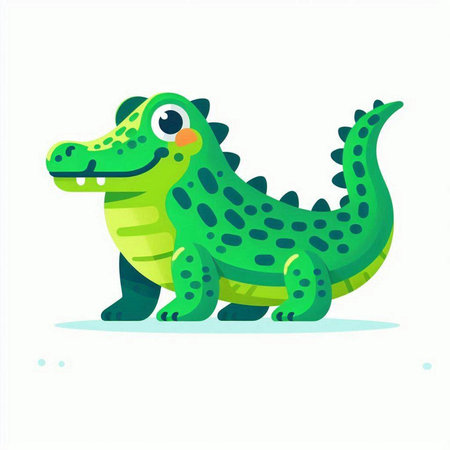 Cute cartoon crocodile. Vector illustration isolated on white background.のイラスト素材