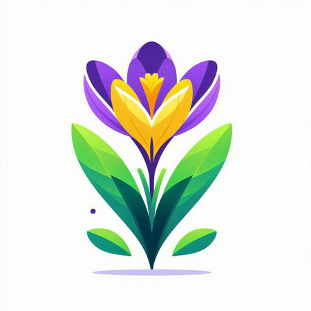 Crocus flower icon. Spring symbol. Vector illustration isolated on white background.のイラスト素材