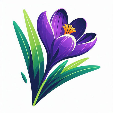 Violet crocus flowers on a white background. Vector illustration.のイラスト素材
