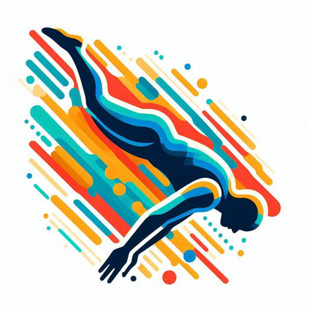 Silhouette of a woman in swimming suit. Vector illustration.のイラスト素材