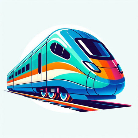Modern high-speed train on a light background. Vector illustration.のイラスト素材