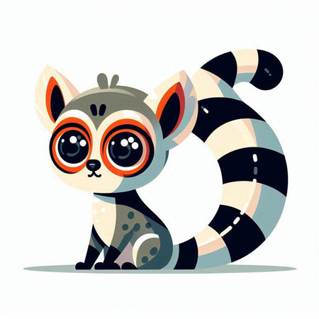 Cute cartoon lemur. Vector illustration of a funny animal.のイラスト素材